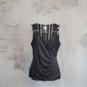 White House Black Market Marled Grey Sleeveless Top Womens Size M